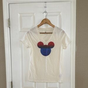 Disney Cream Tee with Red and Blue Mickey Design